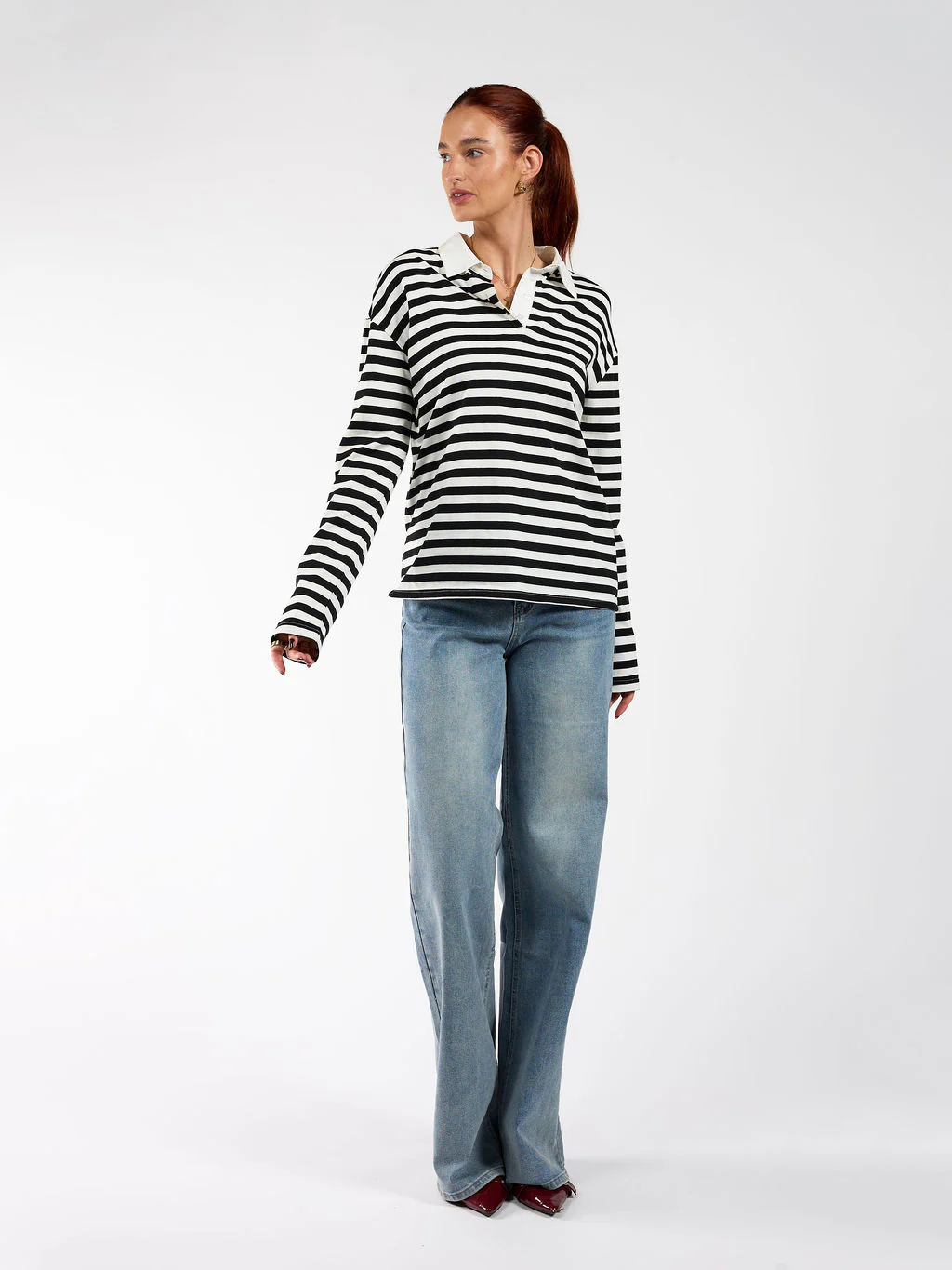 Lucy Polo | Gestreept zwart wit | Tall - Image 3