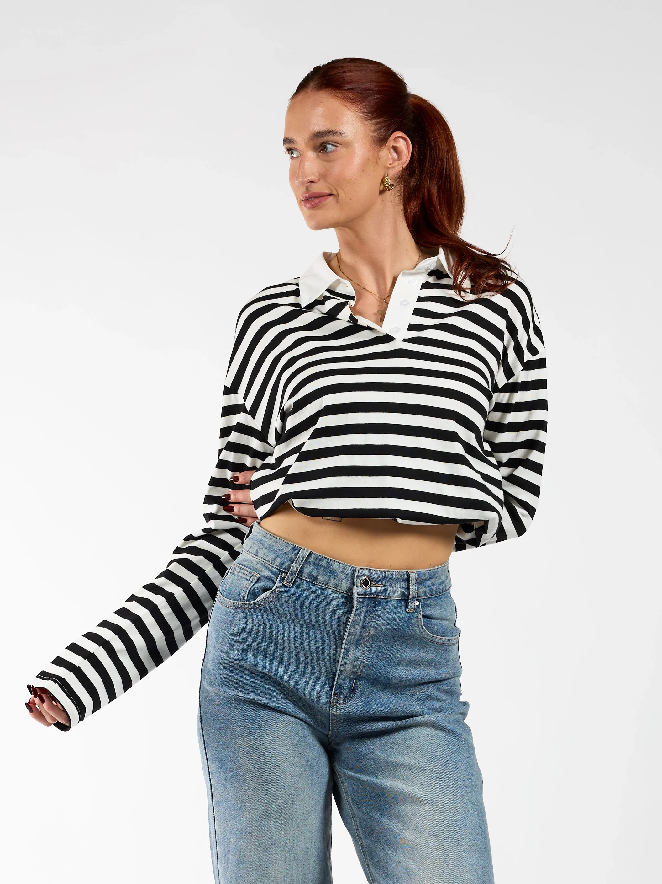 Lucy Polo | Gestreept zwart wit | Tall - Image 6