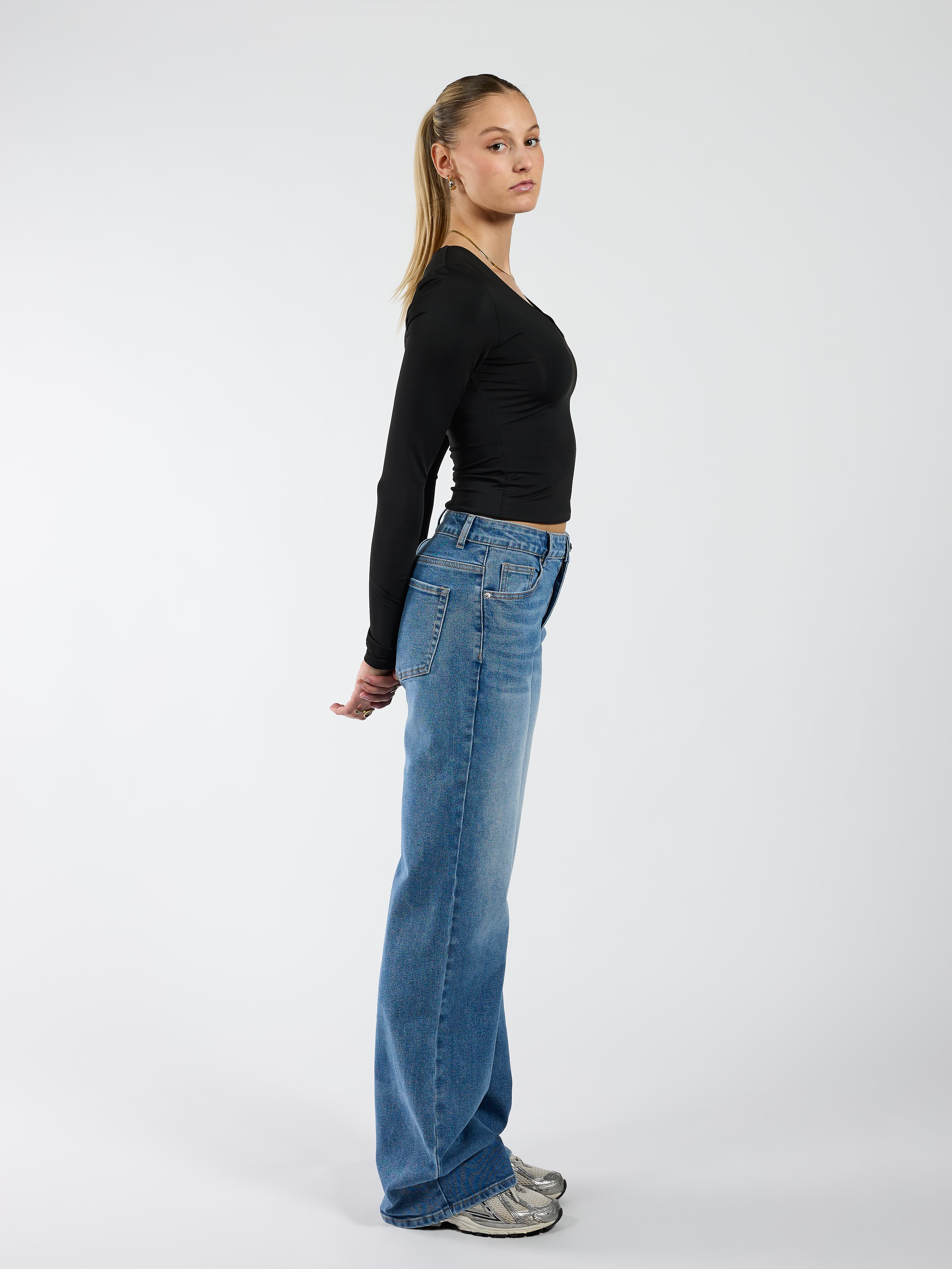Maddy Wide Leg Jeans | Blue | Stretch | Tall - Image 6