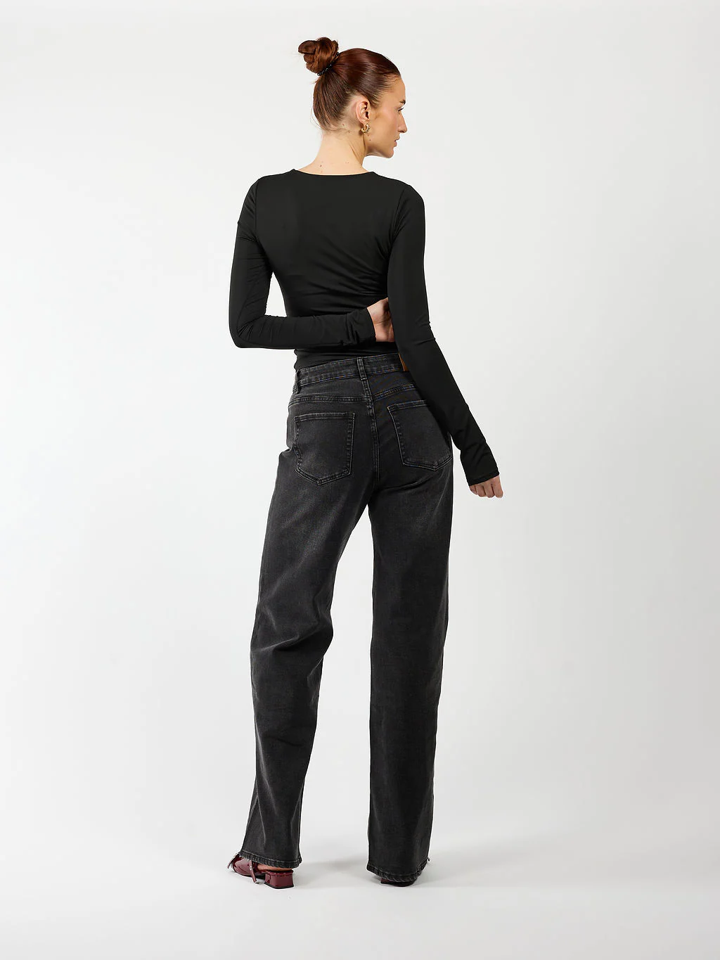 Maddy Wide Leg Jeans | Washed black | Stretch | Tall - Image 5