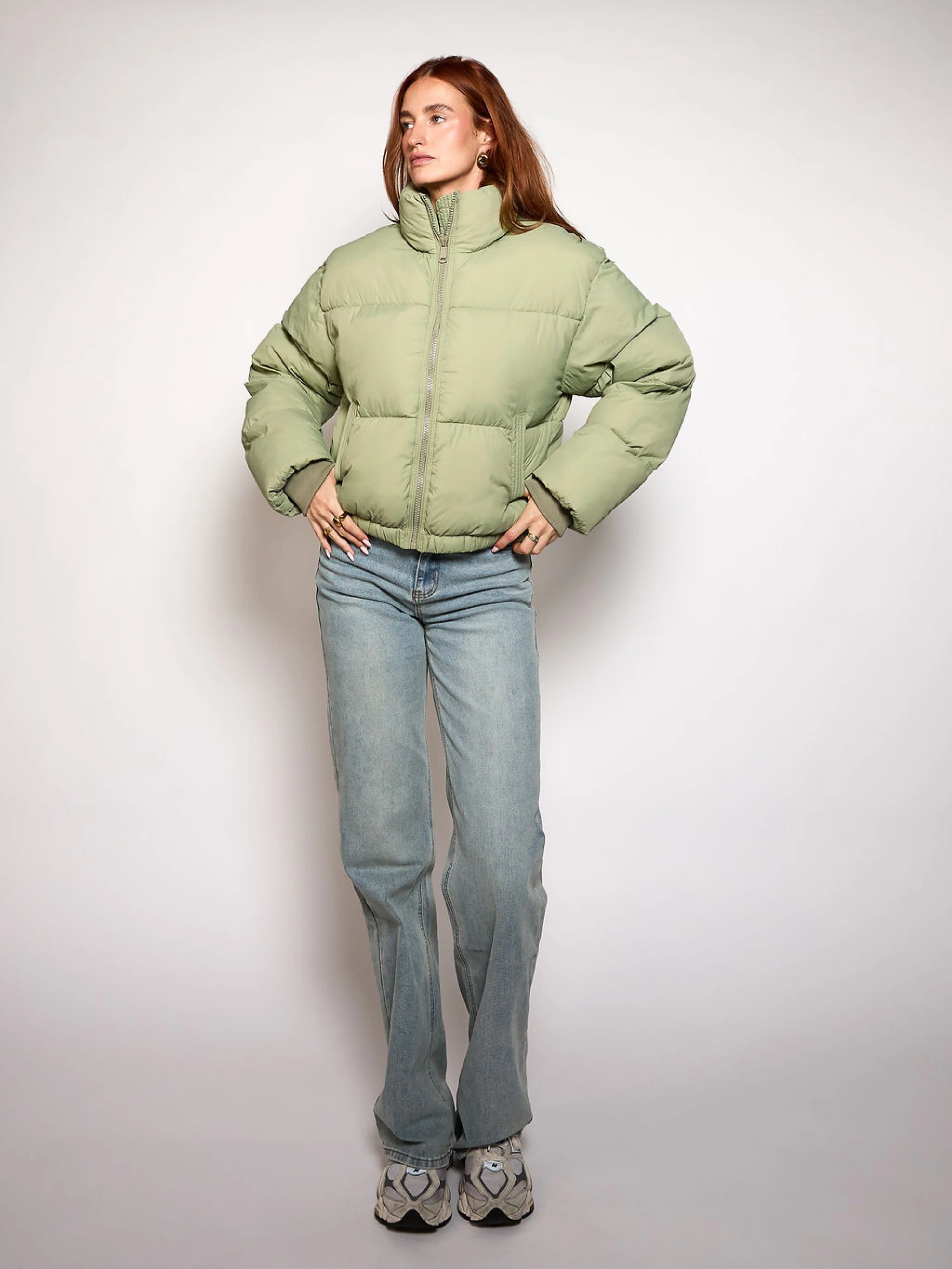Mara Cropped Puffer Jack | Groen | Tall - Image 6