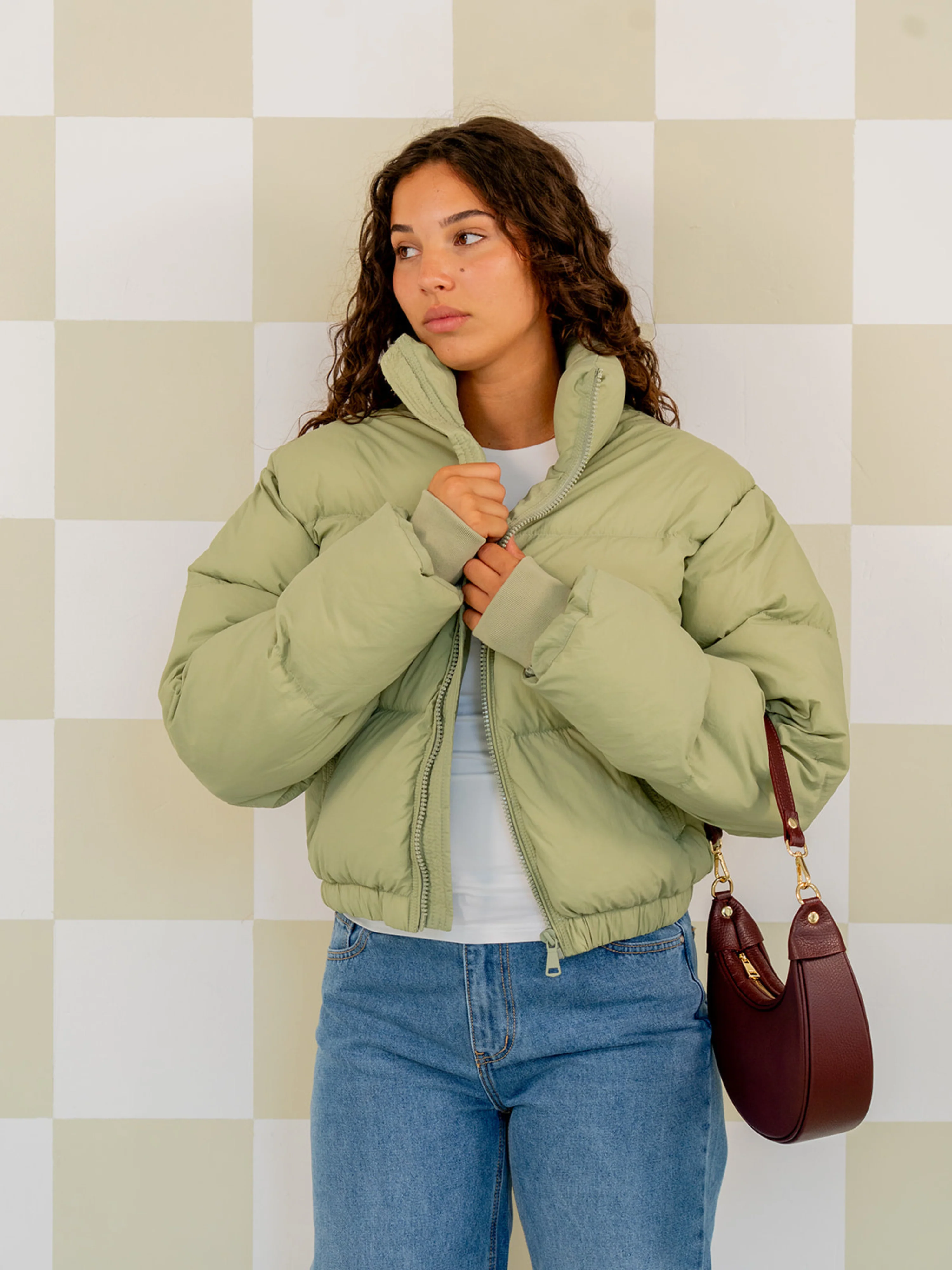 Mara Cropped Puffer Jack | Groen | Tall - Image 9