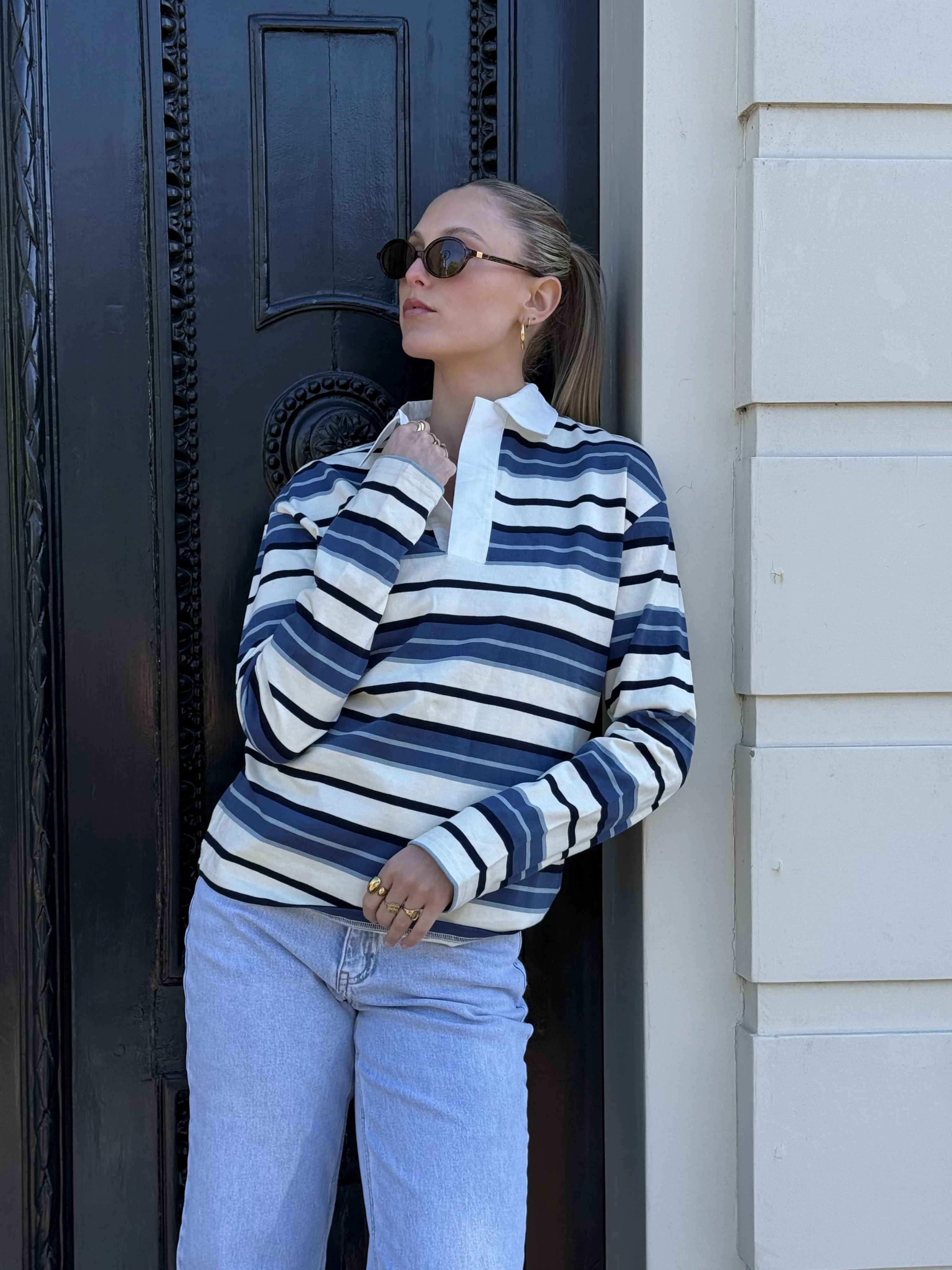Maya Polo | Gestreept wit blauw | Tall - Image 2