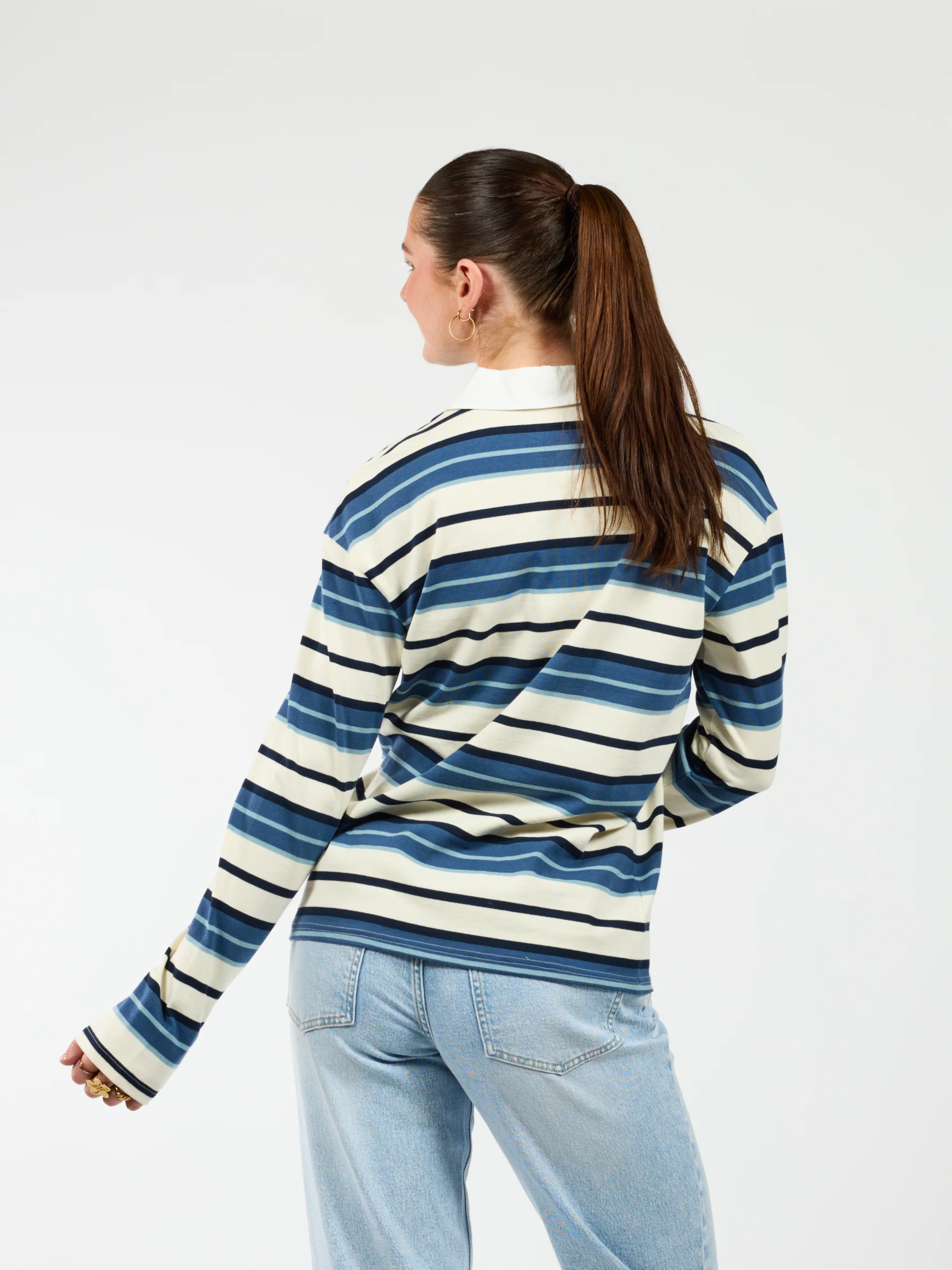 Maya Polo | Gestreept wit blauw | Tall - Image 5