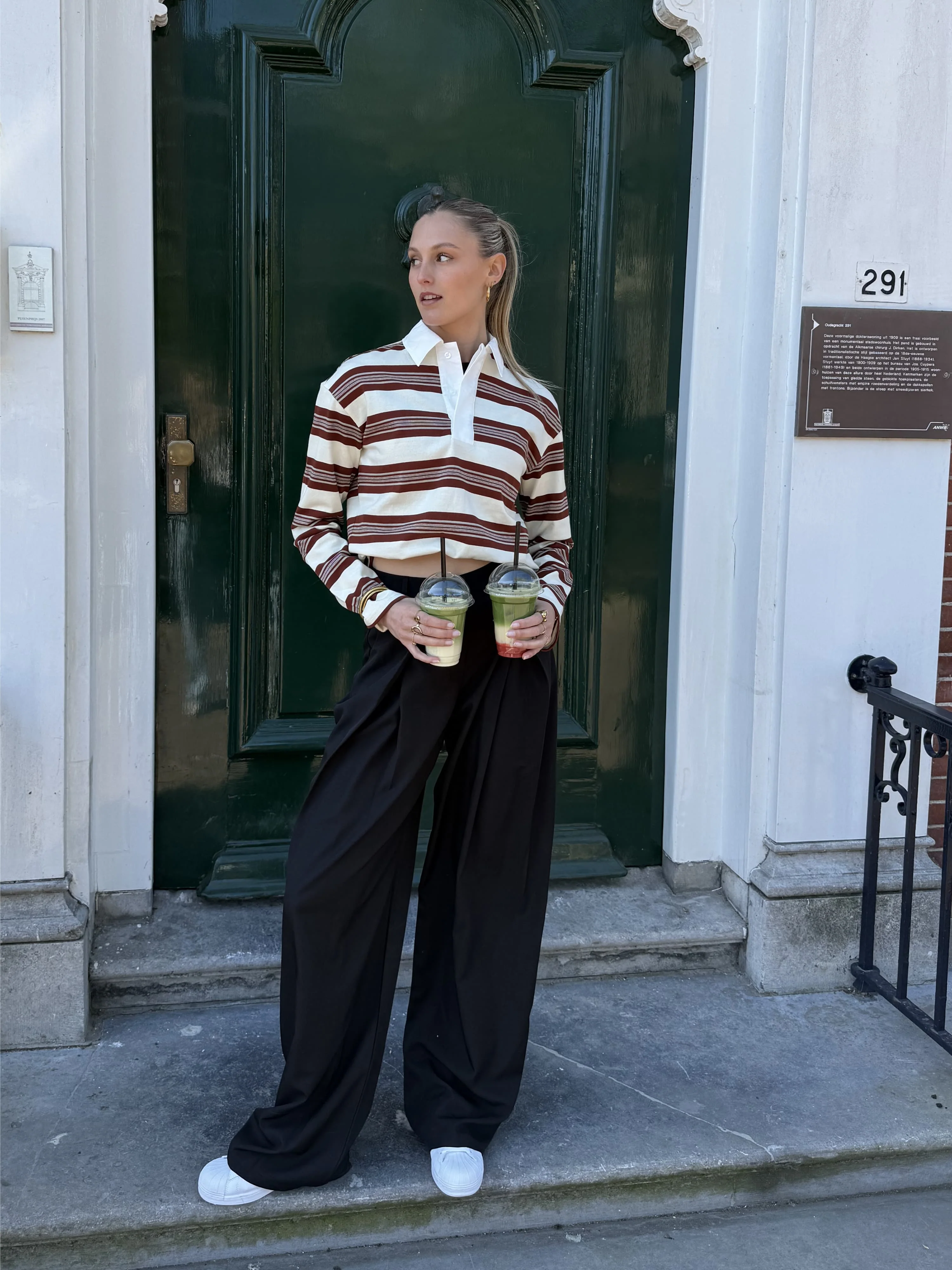 Maya Polo | Gestreept wit bordeaux | Tall - Image 7