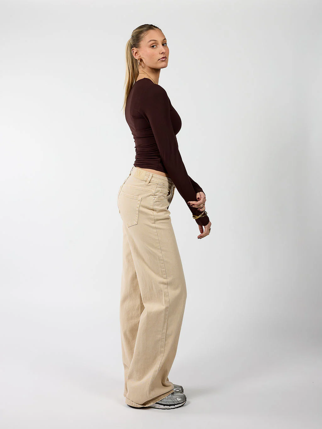 Mira | Super Wide Leg Jeans | Cappuccino | Stretch | Tall - Image 5