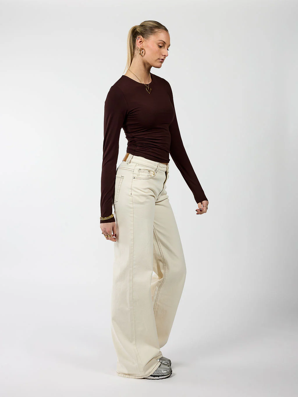 Mira | Super Wide Leg Jeans | Cream | Stretch | Tall - Image 4
