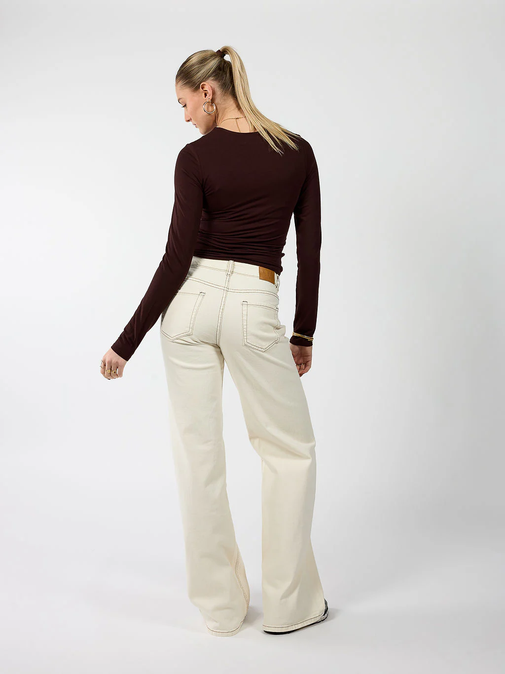 Mira | Super Wide Leg Jeans | Cream | Stretch | Tall - Image 5
