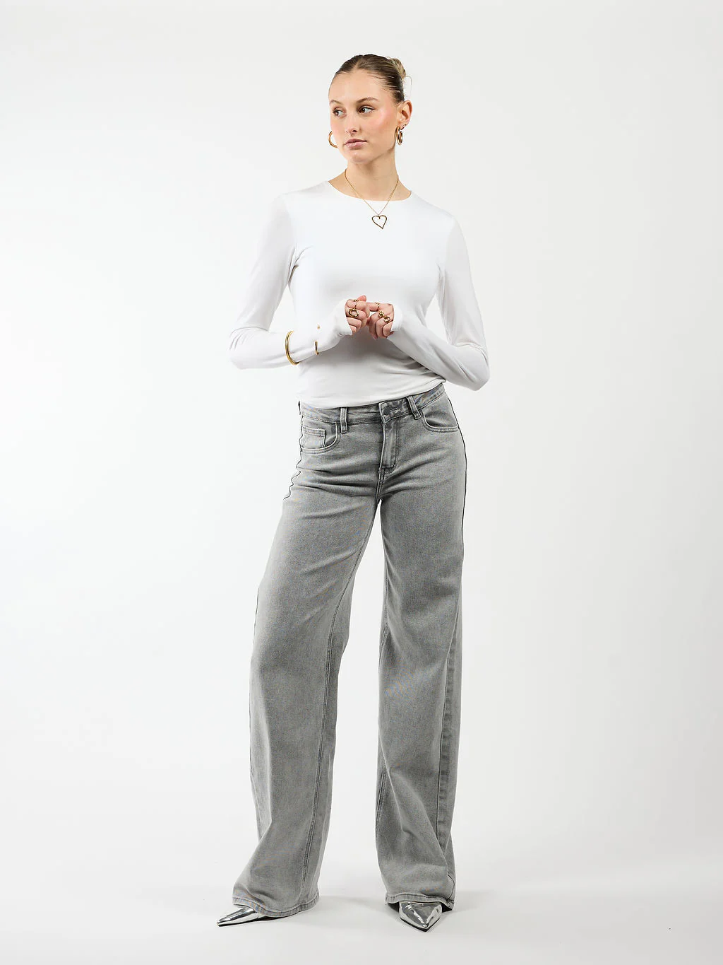 Mira | Super Wide Leg Jeans | Grijs | Stretch | Tall - Image 3