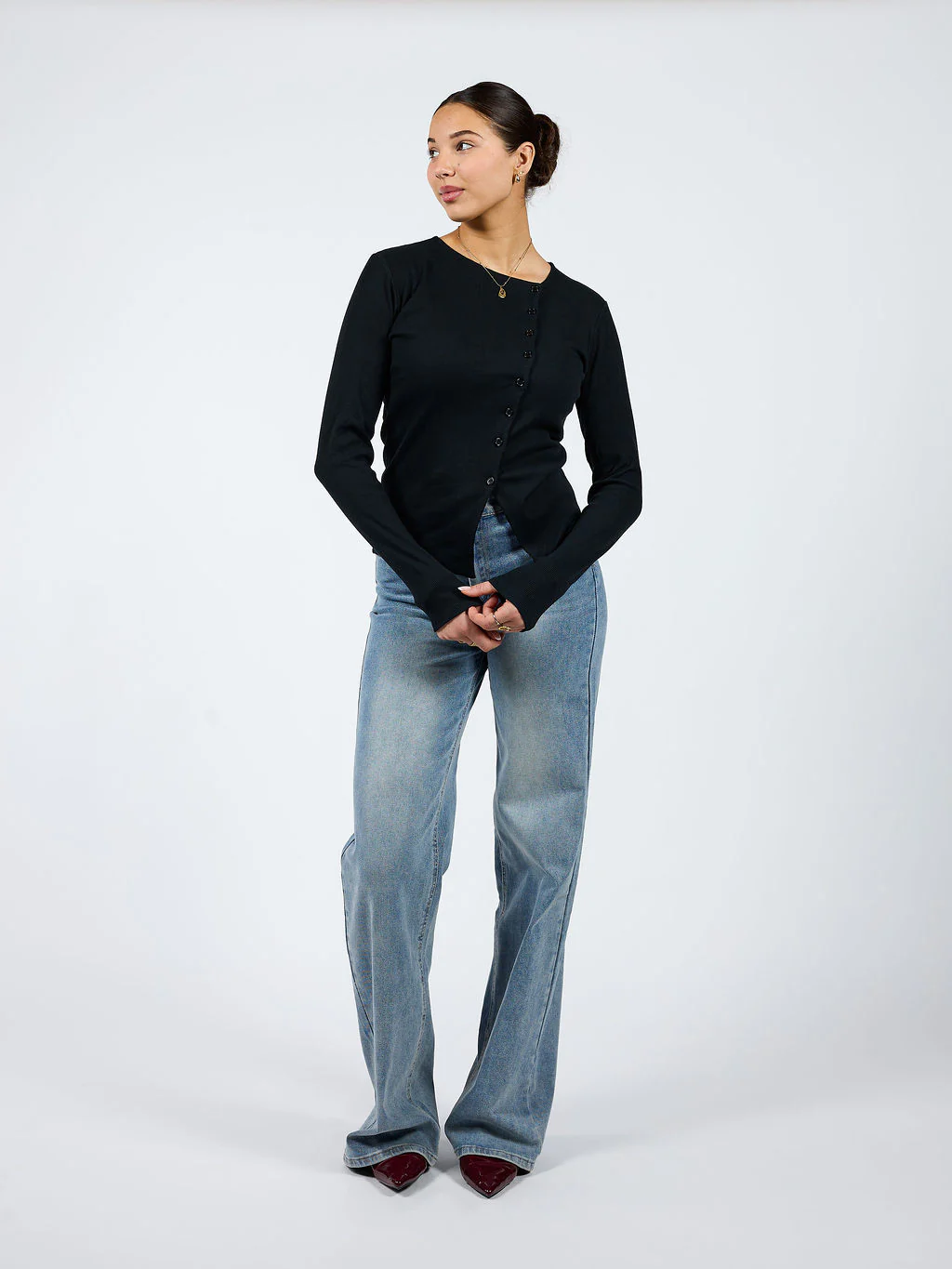 Nala top met knopen | Tall | Zwart - Image 4