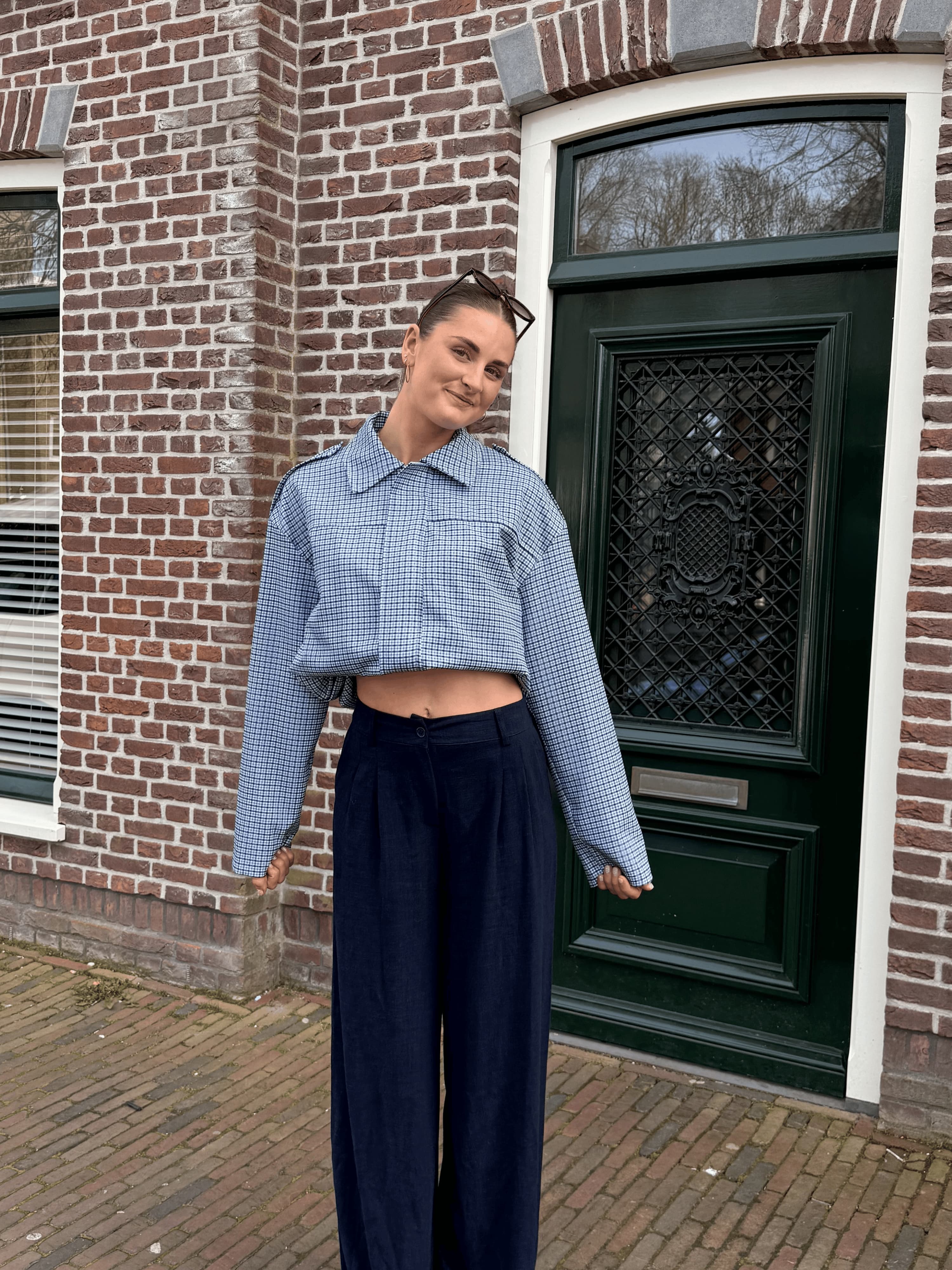 Naya jacket | Geruit blauw | Tall - Image 2