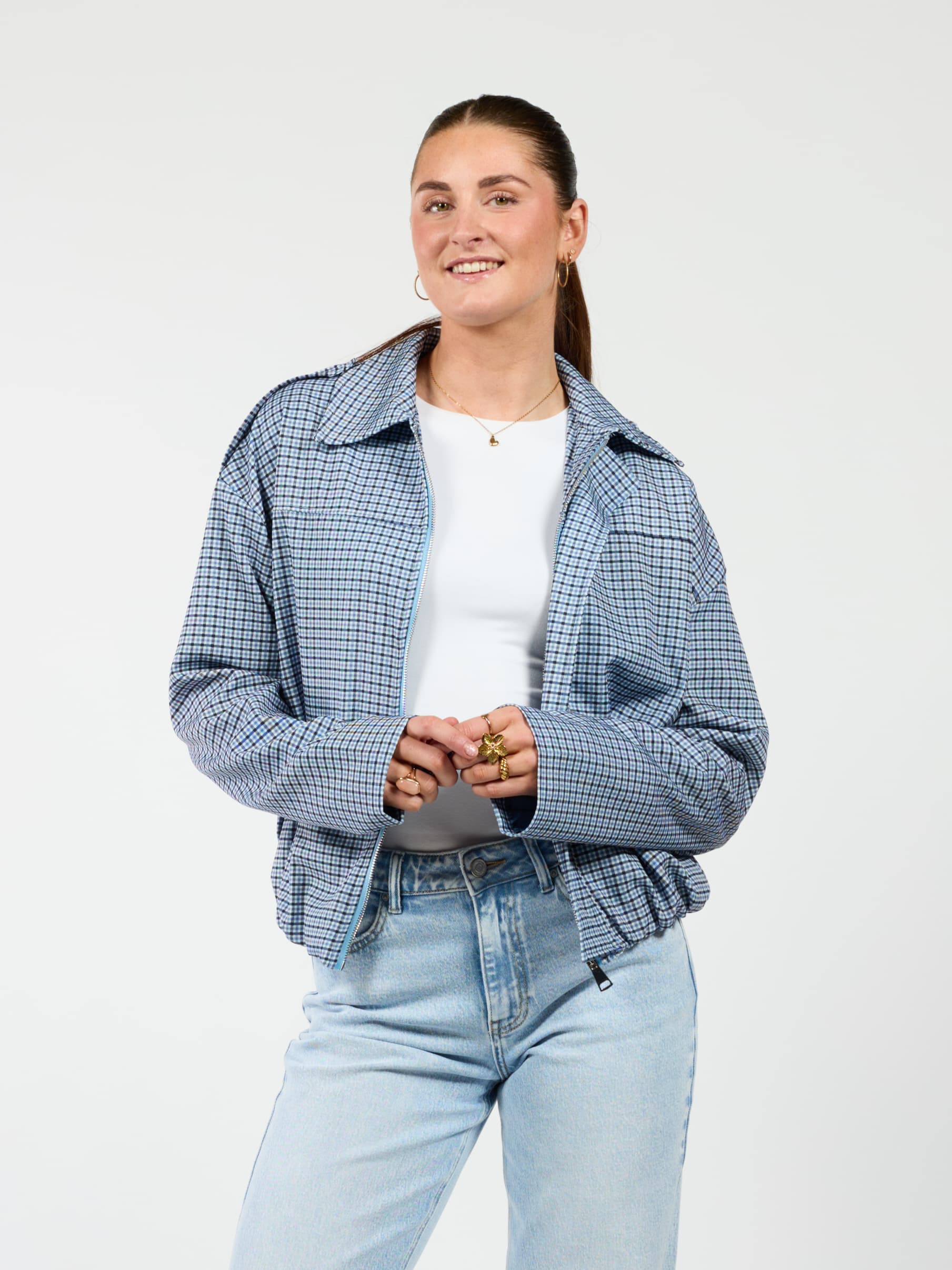 Naya jacket | Geruit blauw | Tall - Image 3