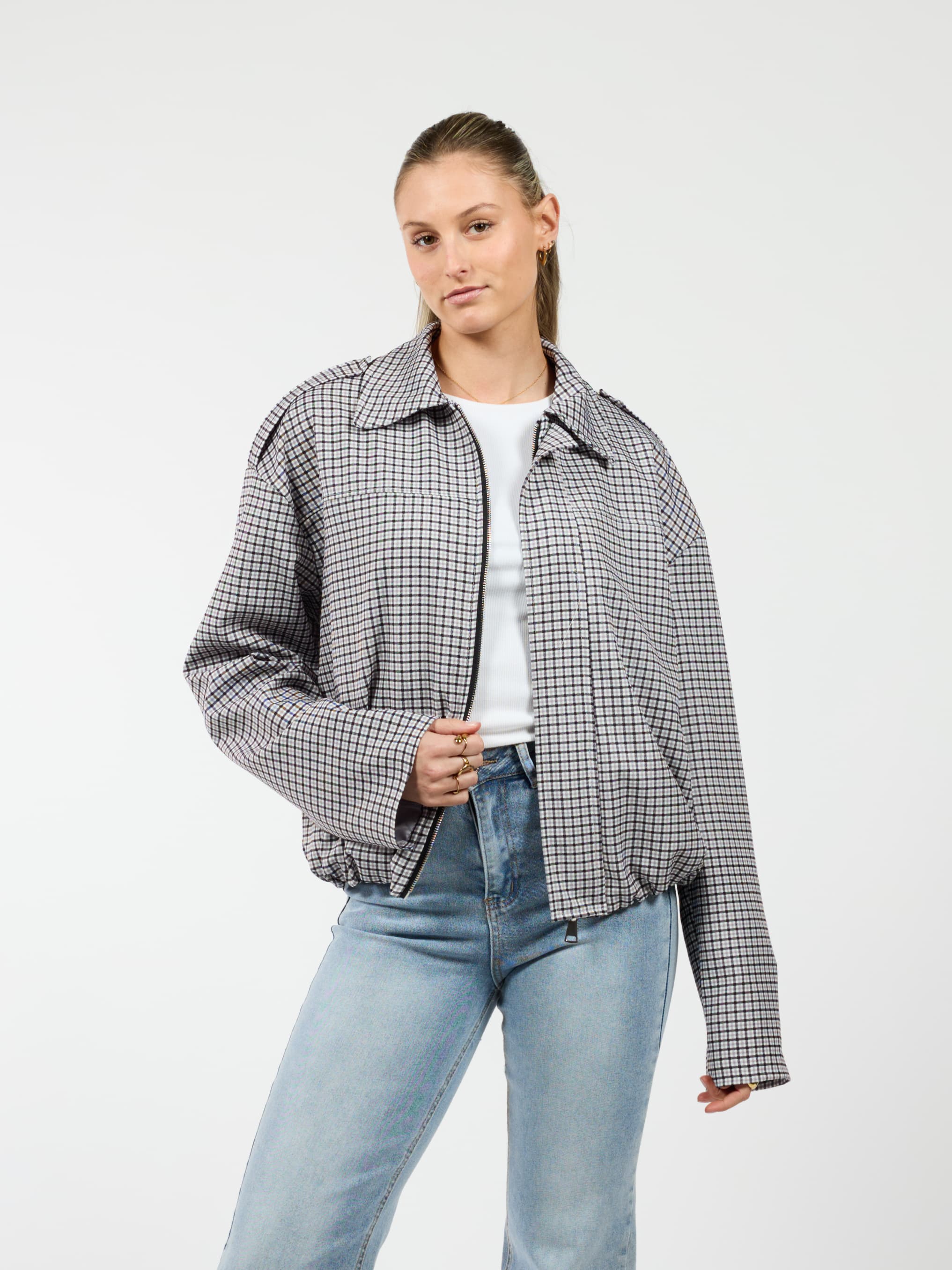 Naya jacket | Geruit zwart | Tall - Image 4