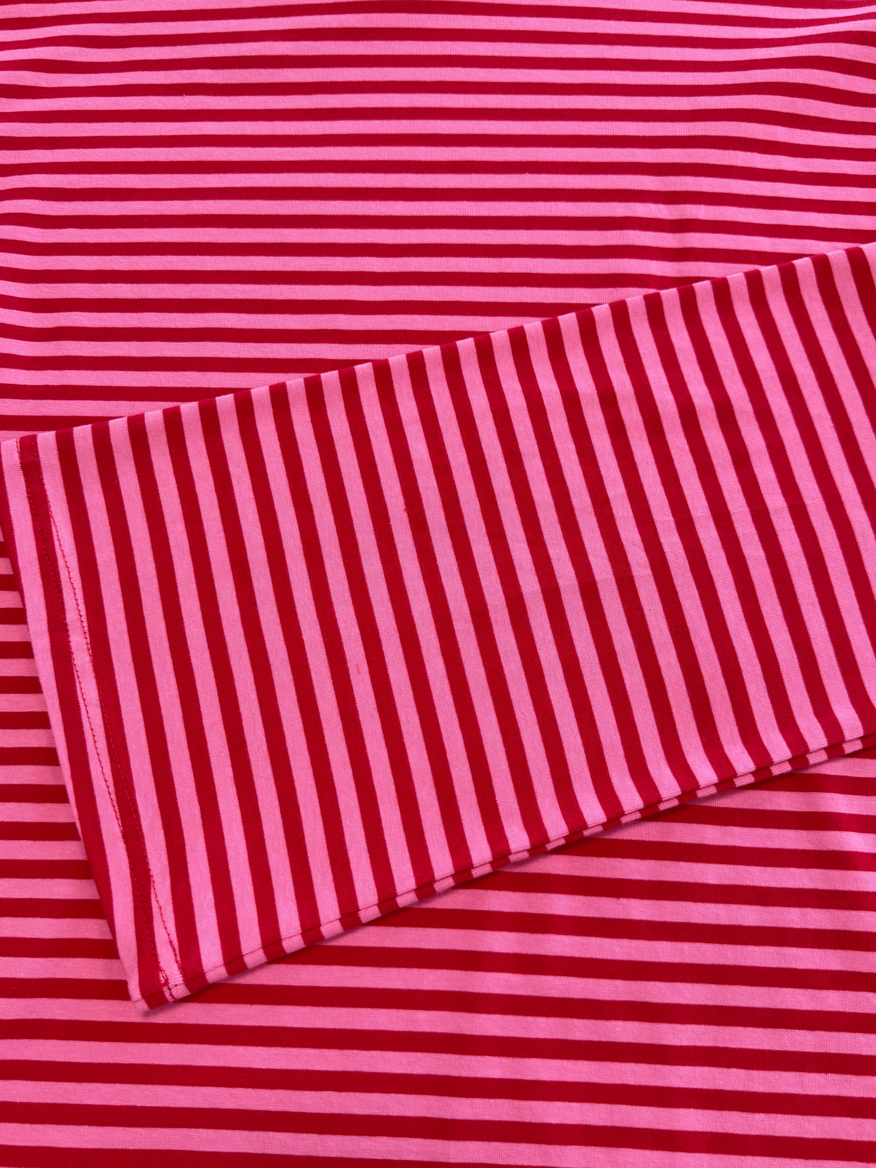 Nine Tee | Wijd uitlopende mouw | Gestreept roze rood | Tall - Image 7