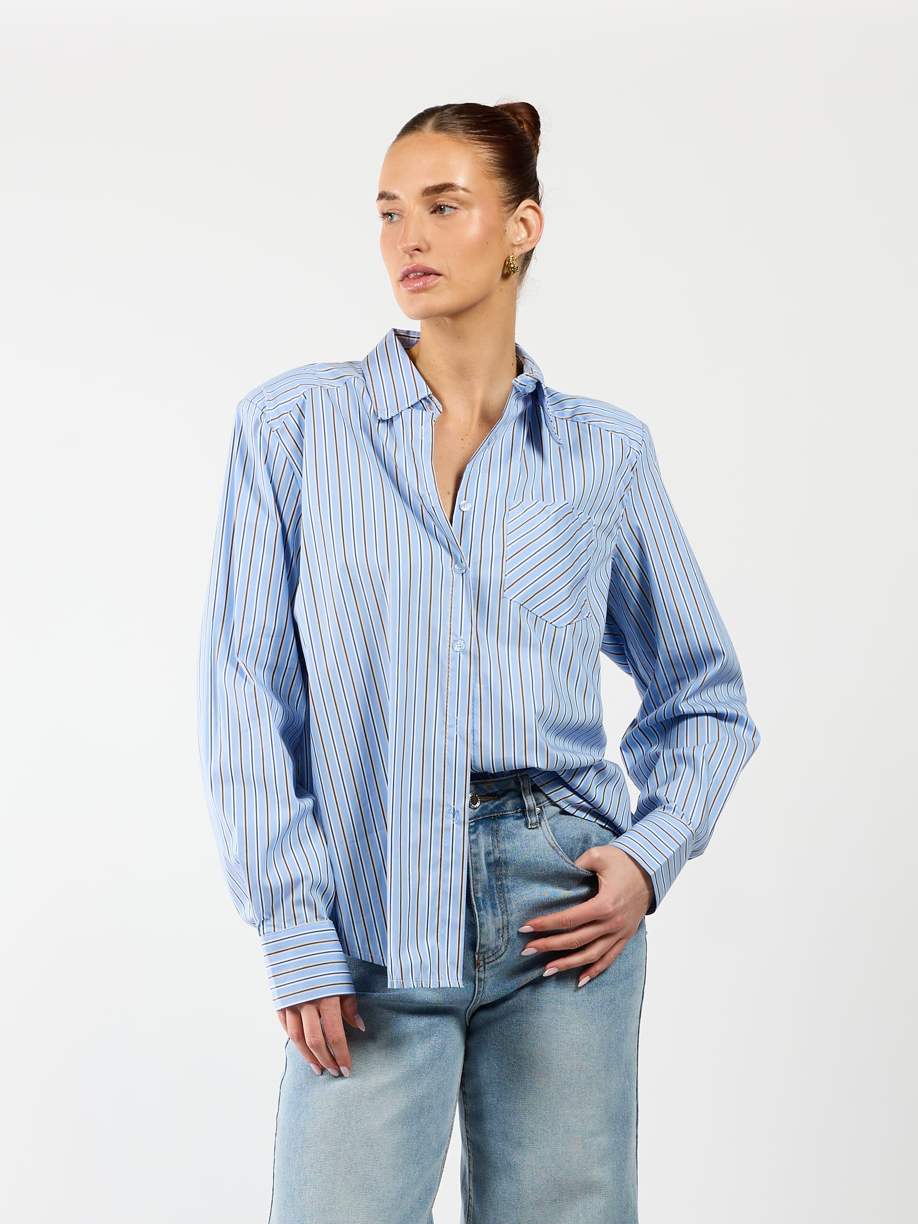 Noah blouse | Blauw gestreept | Tall