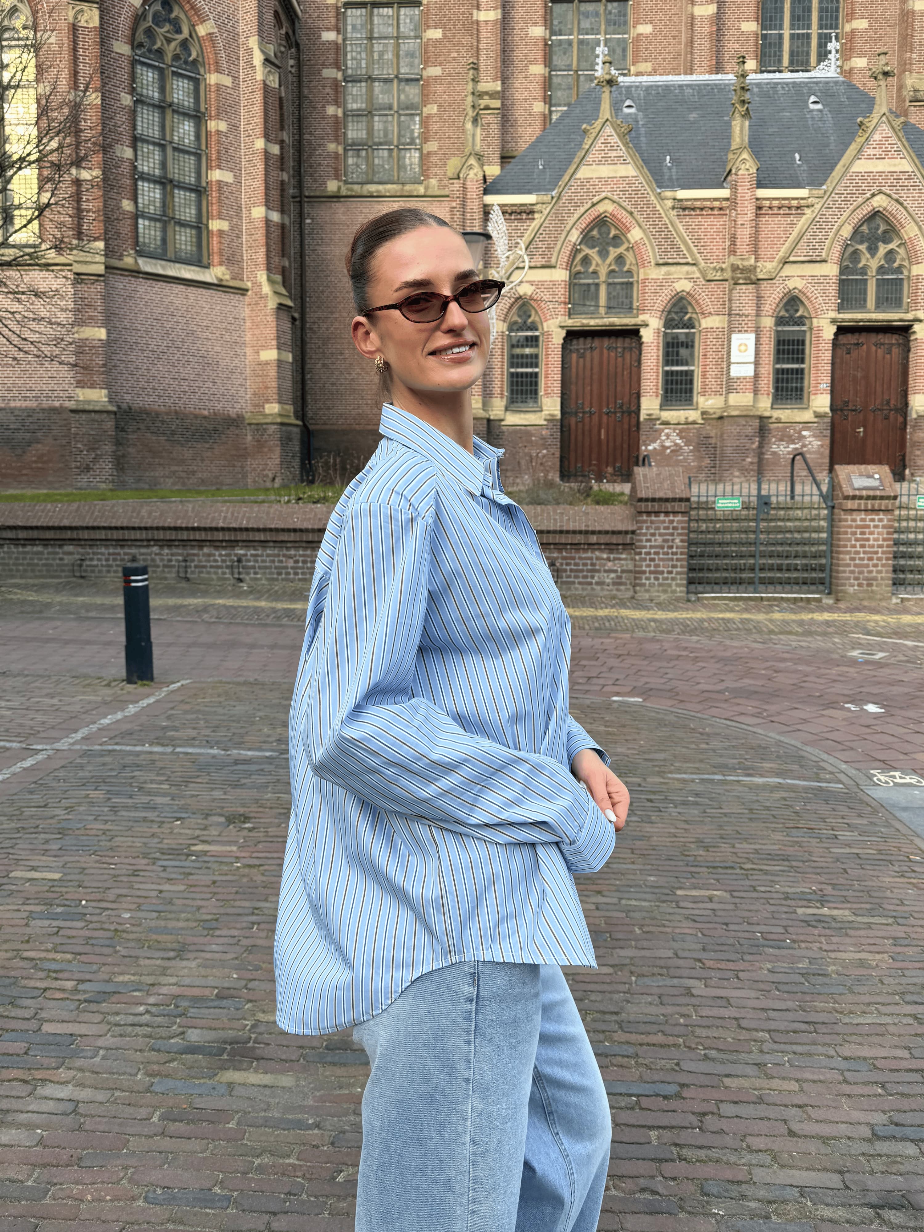 Noah blouse | Blauw gestreept | Tall - Image 2
