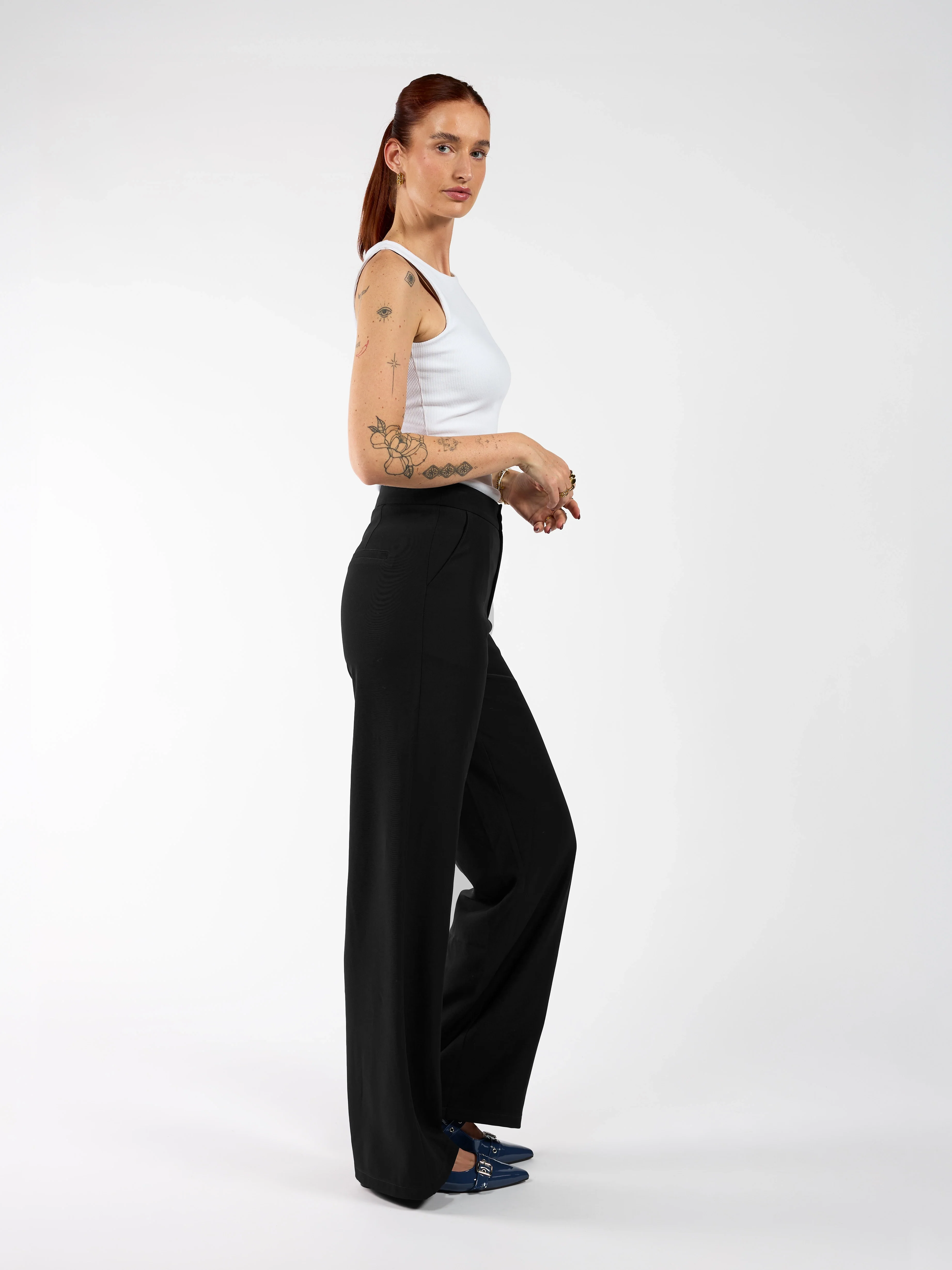 Nova | Wide leg pantalon met knoop | Zwart | Tall - Image 5