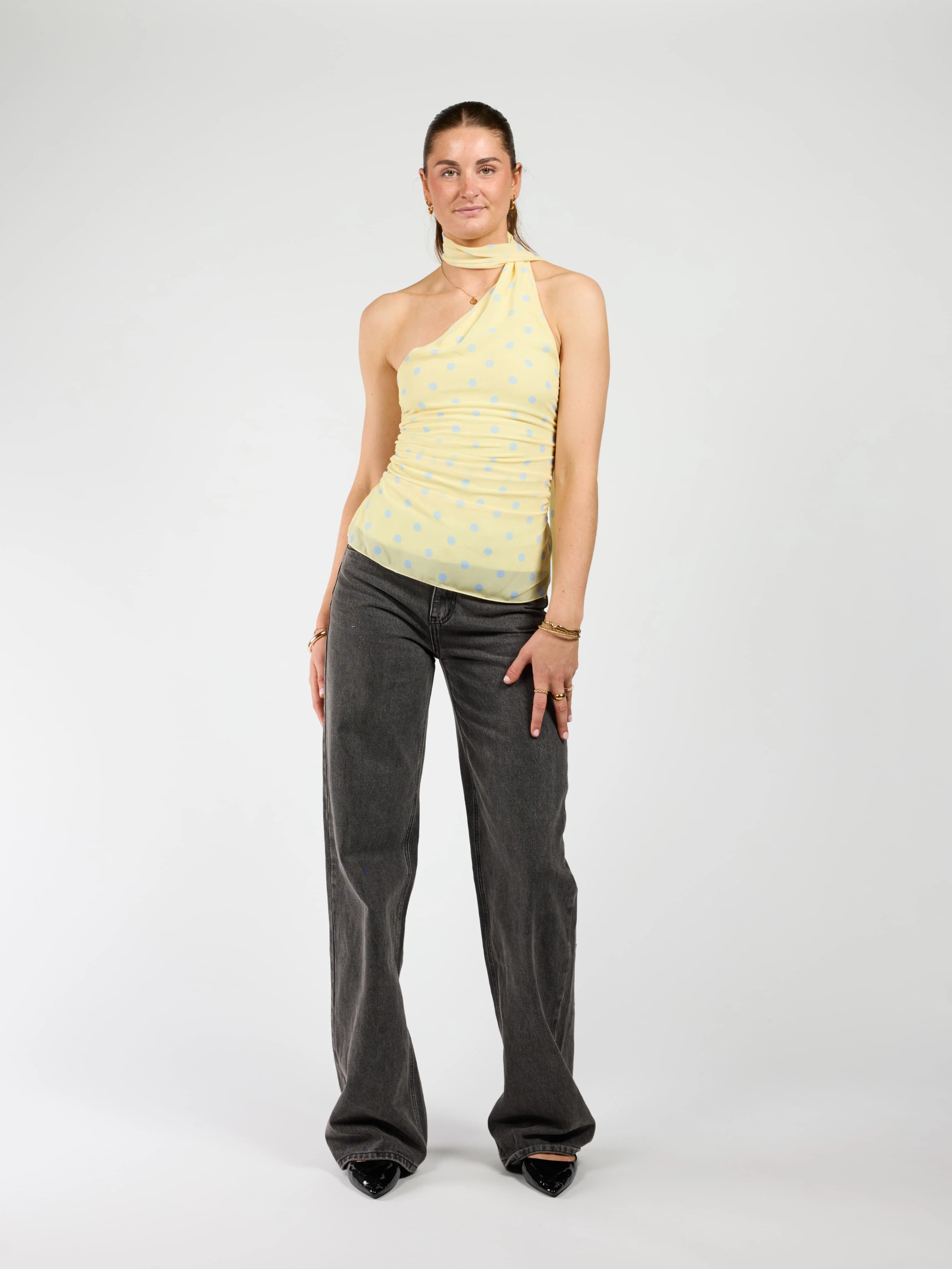 Poppy Polkadot top | Geel blauw | Tall - Image 3