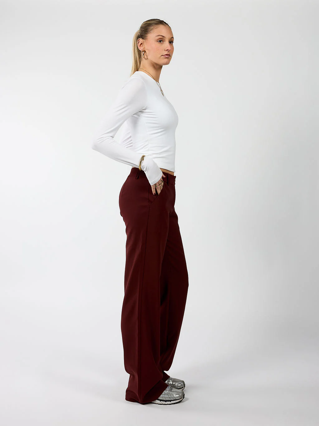 Romi Pantalon | Mid-waist | Bordeaux | Tall - Image 5