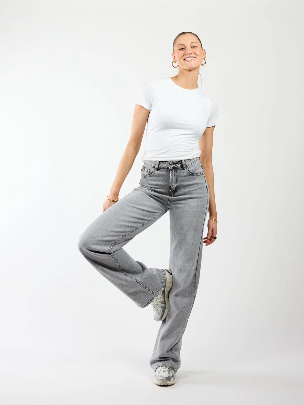 Sassy | Super Wide Leg Jeans | Stretch | Washed Grey | Tall - Image 6