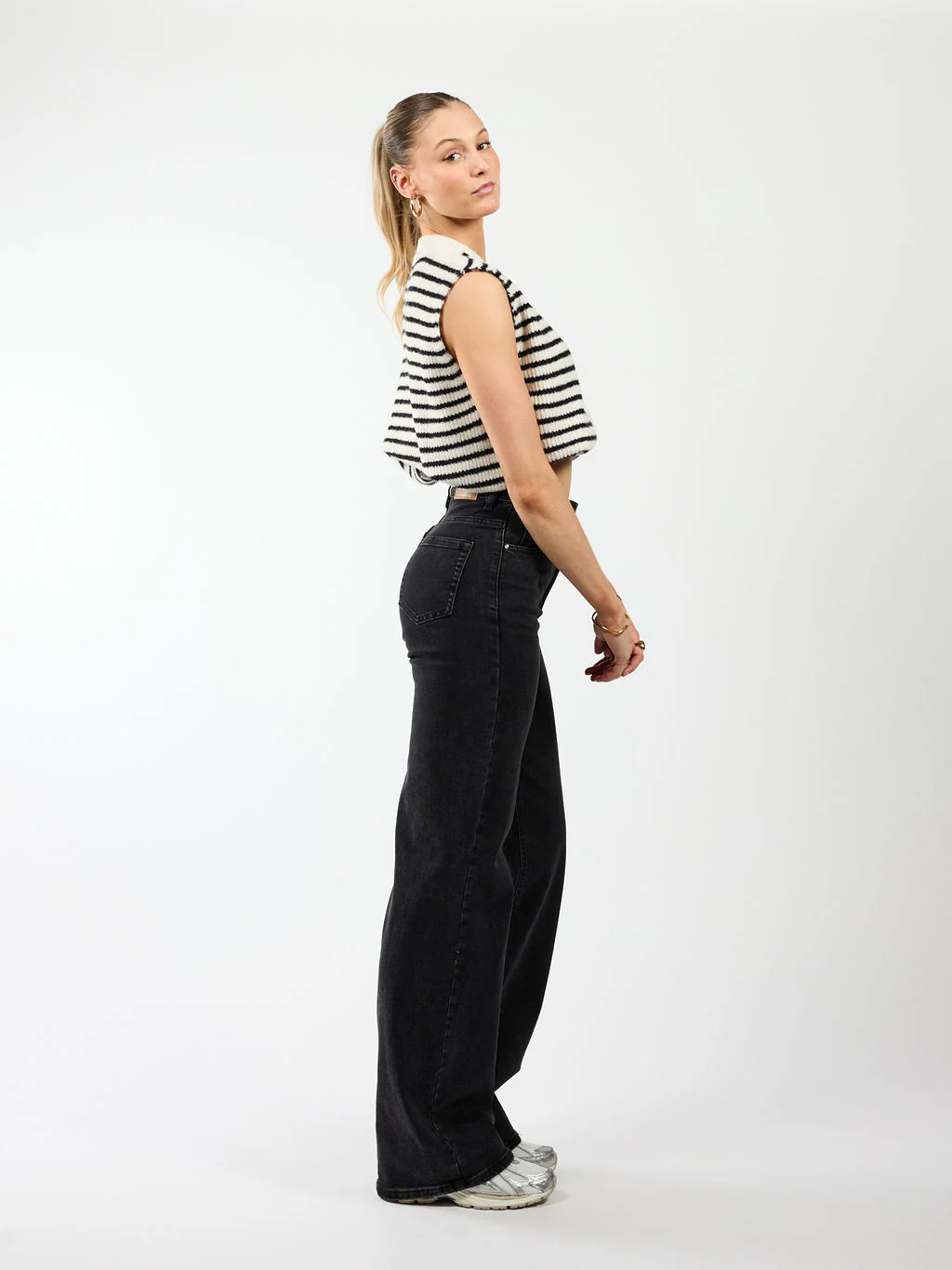Sassy | Super Wide Leg Jeans | Stretch | Washed black | Tall - Image 4