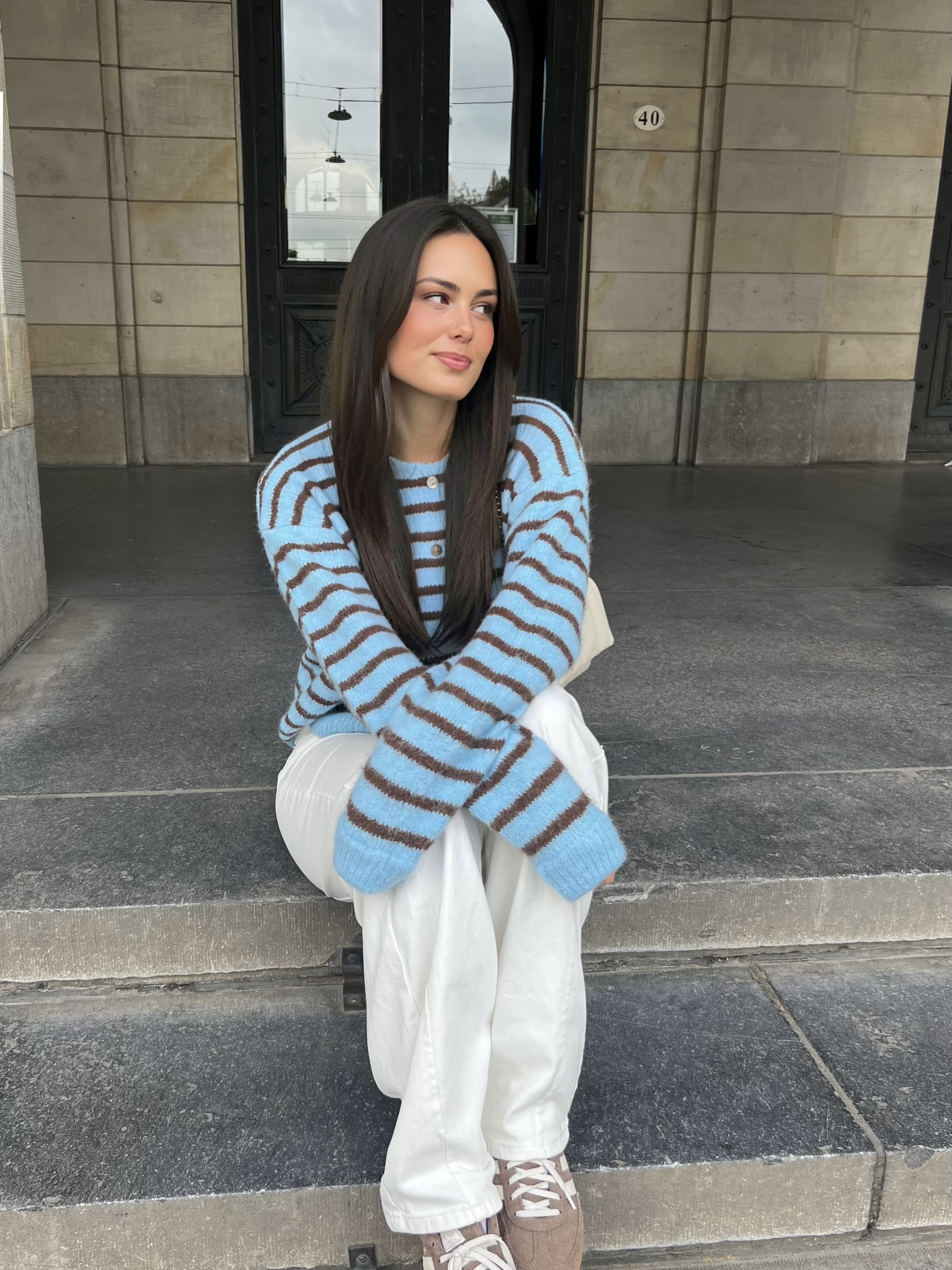 Vive Vest | Blauw Bruin gestreept | Tall - Image 2