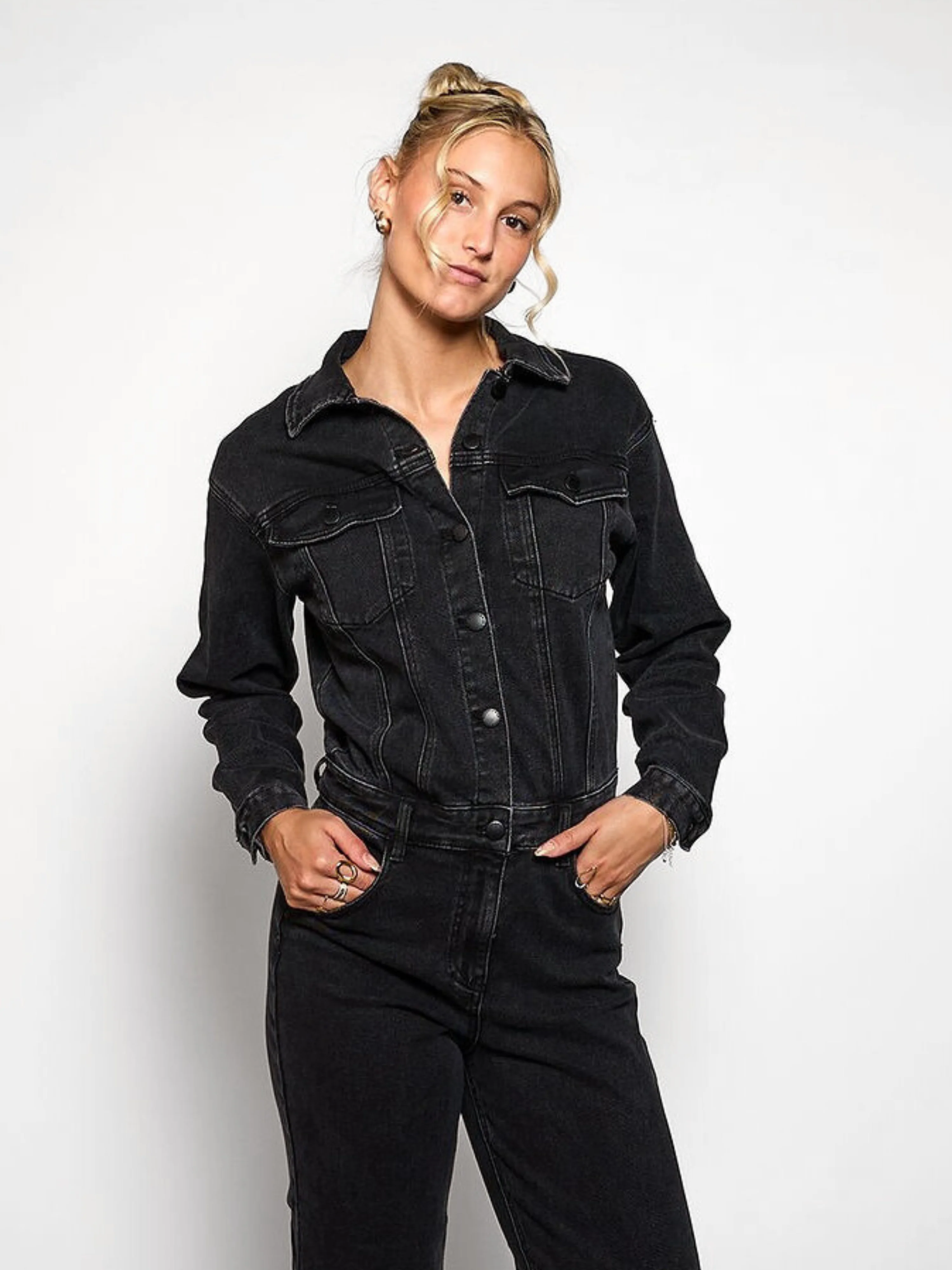 Zoë Denim Jumpsuit | Straight leg | Stretch | Donkergrijs | Tall - Image 4
