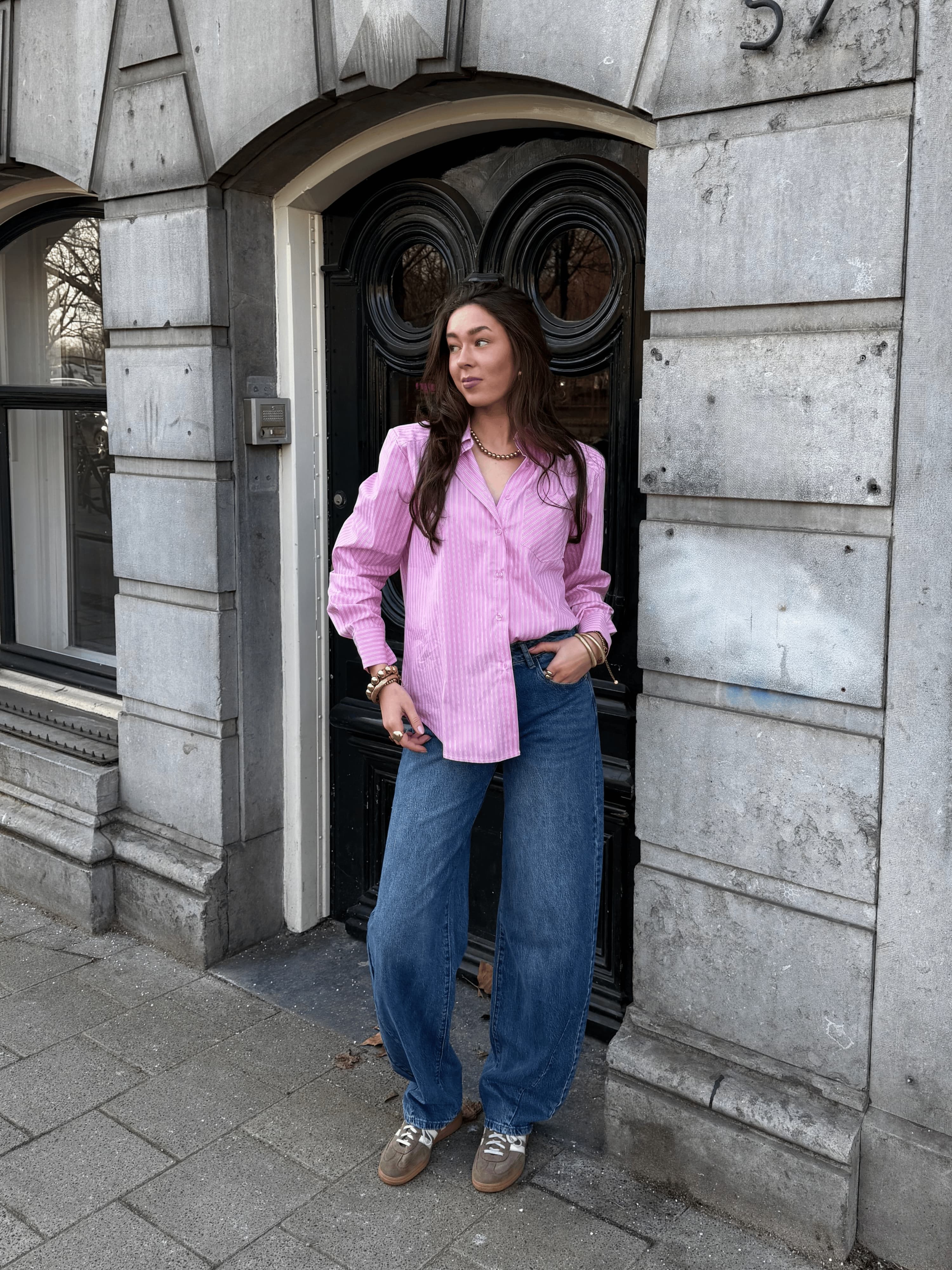 Zoey Barrel Jeans | Mid-waist | Ocean blue | Stretch | Tall - Image 3